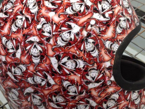 Helmet with red eagle hydrographics